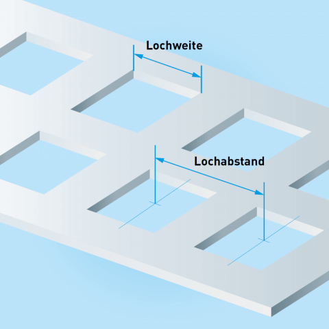L-Profil aus Edelstahl Lochblech, Quadratloch 10 mm - Stärke 1,5 mm