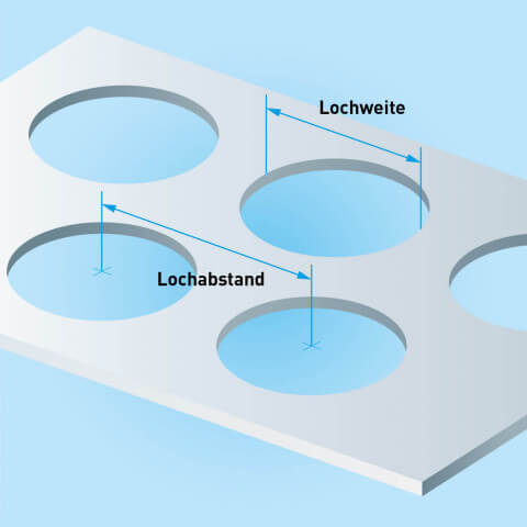 Blechzuschnitt aus Edelstahl Lochblech, Rundloch 5 mm - Stärke 1,50 mm